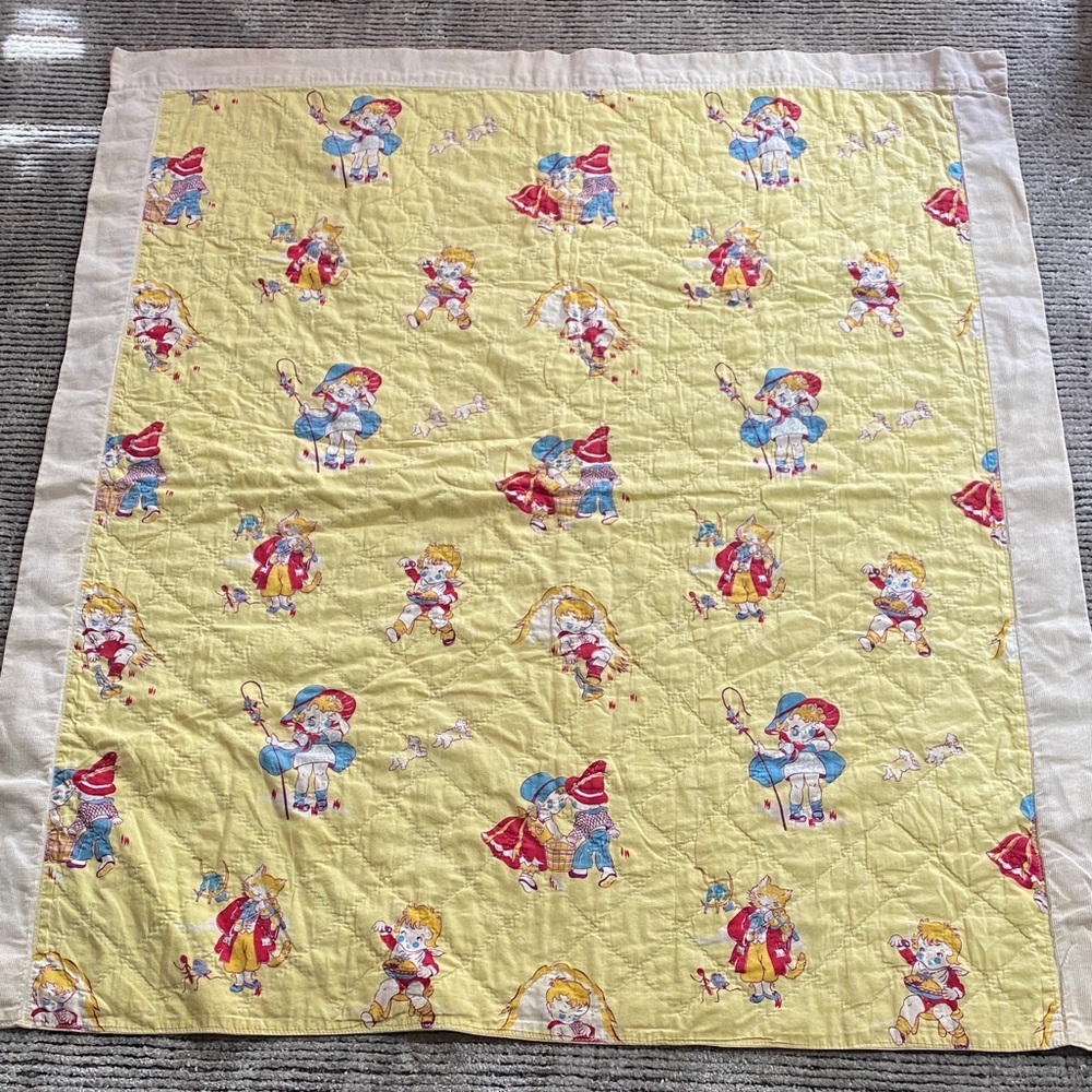 Vintage Yellow Children's crib  Quilt